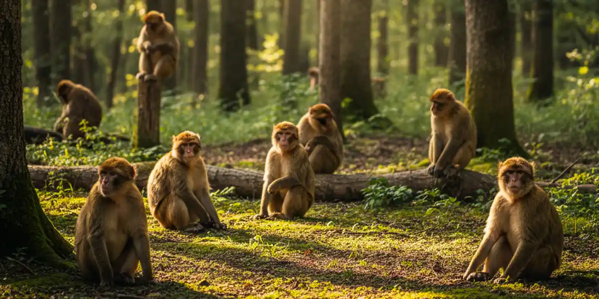 Barbary macaques in Ben Smim